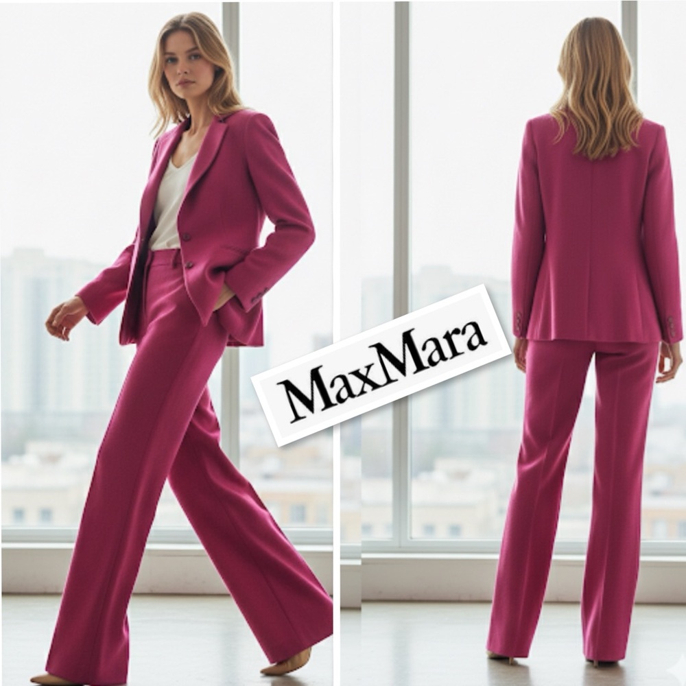 MaxMara Made In Italy Cashmere Two Buttons Blazer Jacket In Raspberry Size 10 - Picture 3 of 15